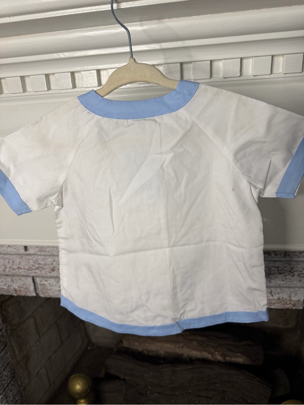 Baby Cotton Wrap Top with Light Blue Trim - Picture 2 of 2